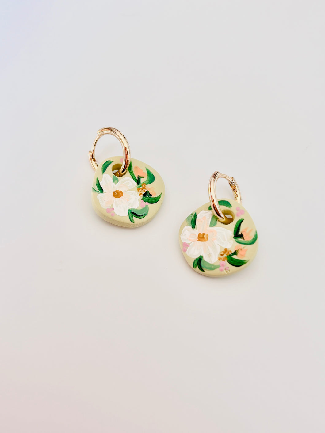 Green Wildflower Hoops