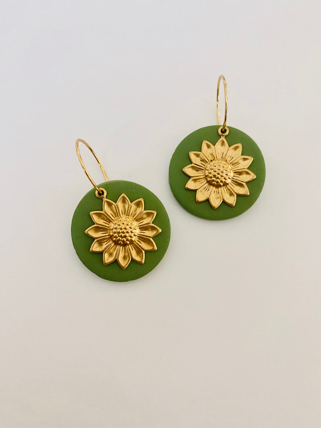 Green Sunflower Hoops